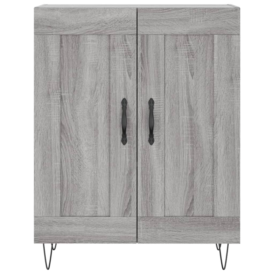 Hoge Kast 69,5X34X180 Cm Bewerkt Hout Grijs Sonoma Eikenkleurig 2 houten deuren