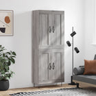 Hoge kast 69,5x34x180 cm bewerkt hout grijs