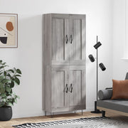 Hoge kast 69,5x34x180 cm bewerkt hout grijs