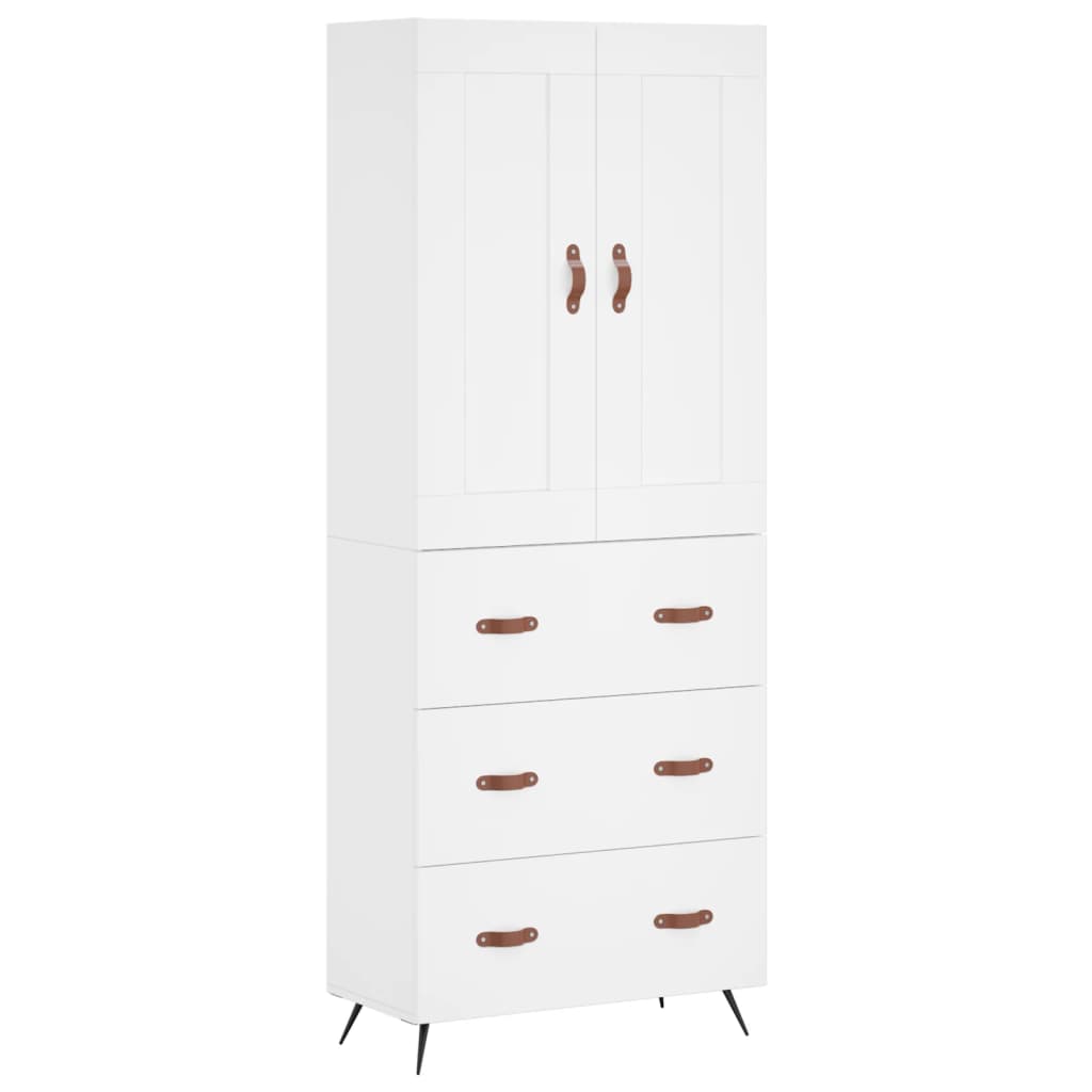 Hoge kast 69,5x34x180 cm bewerkt hout wit