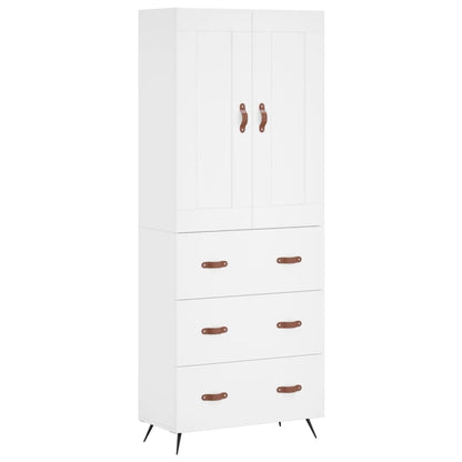 Hoge kast 69,5x34x180 cm bewerkt hout wit