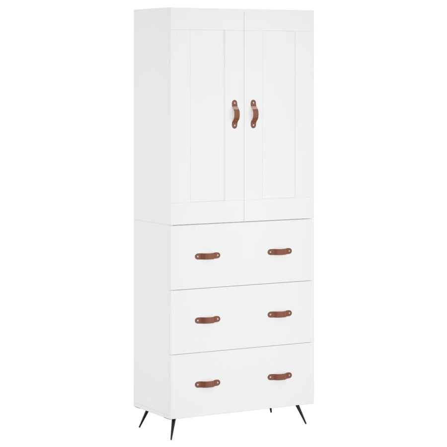 Hoge kast 69,5x34x180 cm bewerkt hout wit