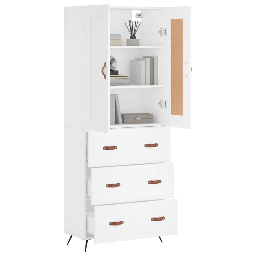 Hoge kast 69,5x34x180 cm bewerkt hout wit