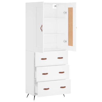 Hoge kast 69,5x34x180 cm bewerkt hout wit