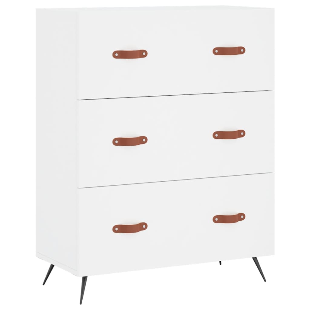 Hoge kast 69,5x34x180 cm bewerkt hout wit