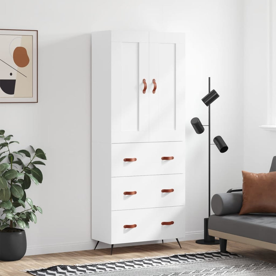 Hoge kast 69,5x34x180 cm bewerkt hout wit