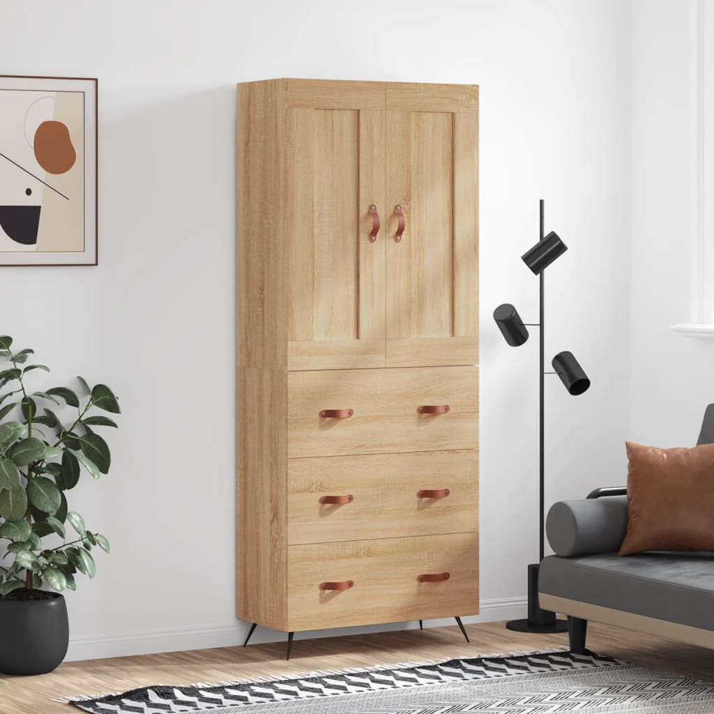Hoge kast 69,5x34x180 cm bewerkt hout sonoma eikenkleurig