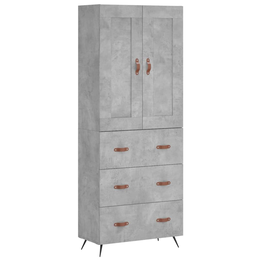 Hoge kast 69,5x34x180 cm bewerkt hout betongrijs