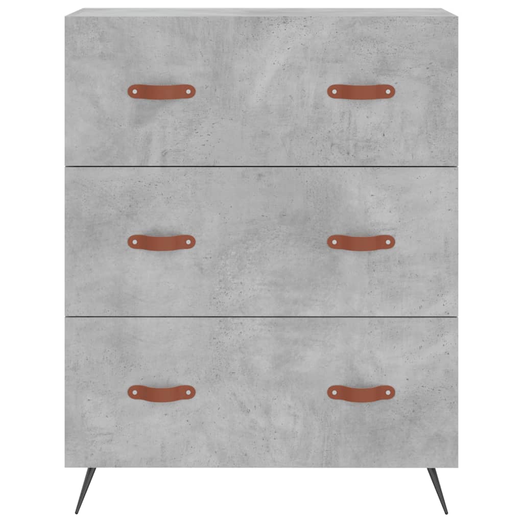 Hoge kast 69,5x34x180 cm bewerkt hout betongrijs