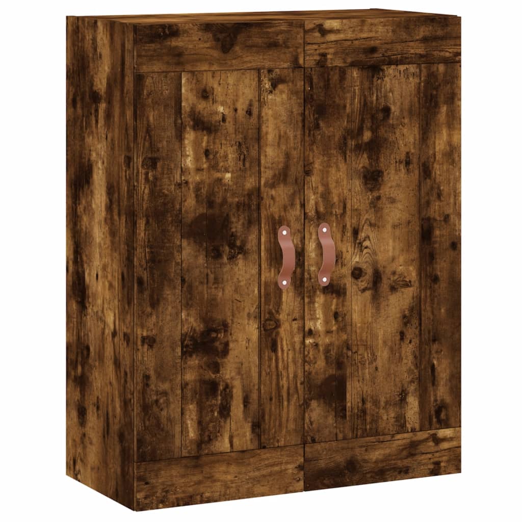 Hoge kast 69,5x34x180 cm bewerkt hout gerookt eikenkleurig