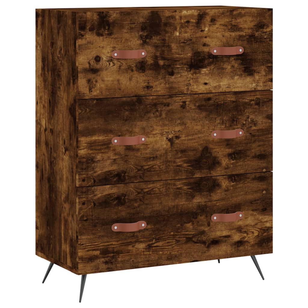 Hoge kast 69,5x34x180 cm bewerkt hout gerookt eikenkleurig