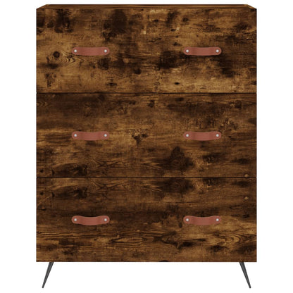 Hoge kast 69,5x34x180 cm bewerkt hout gerookt eikenkleurig