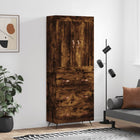 Hoge kast 69,5x34x180 cm bewerkt hout gerookt eiken