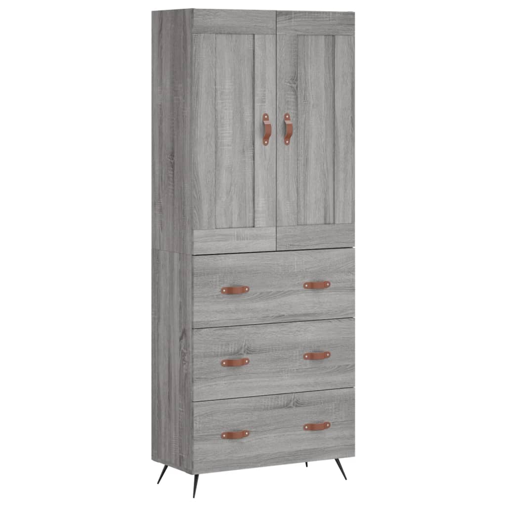 Hoge kast 69,5x34x180 cm bewerkt hout grijs sonoma eikenkleurig