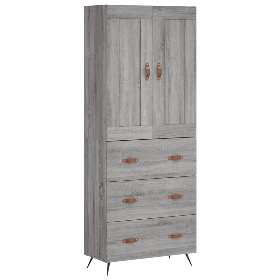 Hoge kast 69,5x34x180 cm bewerkt hout grijs sonoma eikenkleurig