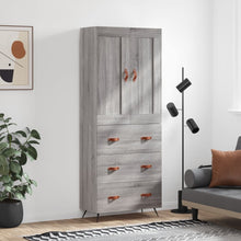 Hoge kast 69,5x34x180 cm bewerkt hout grijs sonoma eikenkleurig