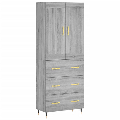 Hoge Kast 69,5X34X180 Cm Bewerkt Hout Grijs Sonoma Eikenkleurig