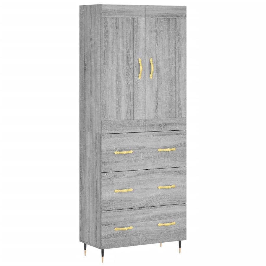Hoge Kast 69,5X34X180 Cm Bewerkt Hout Grijs Sonoma Eikenkleurig