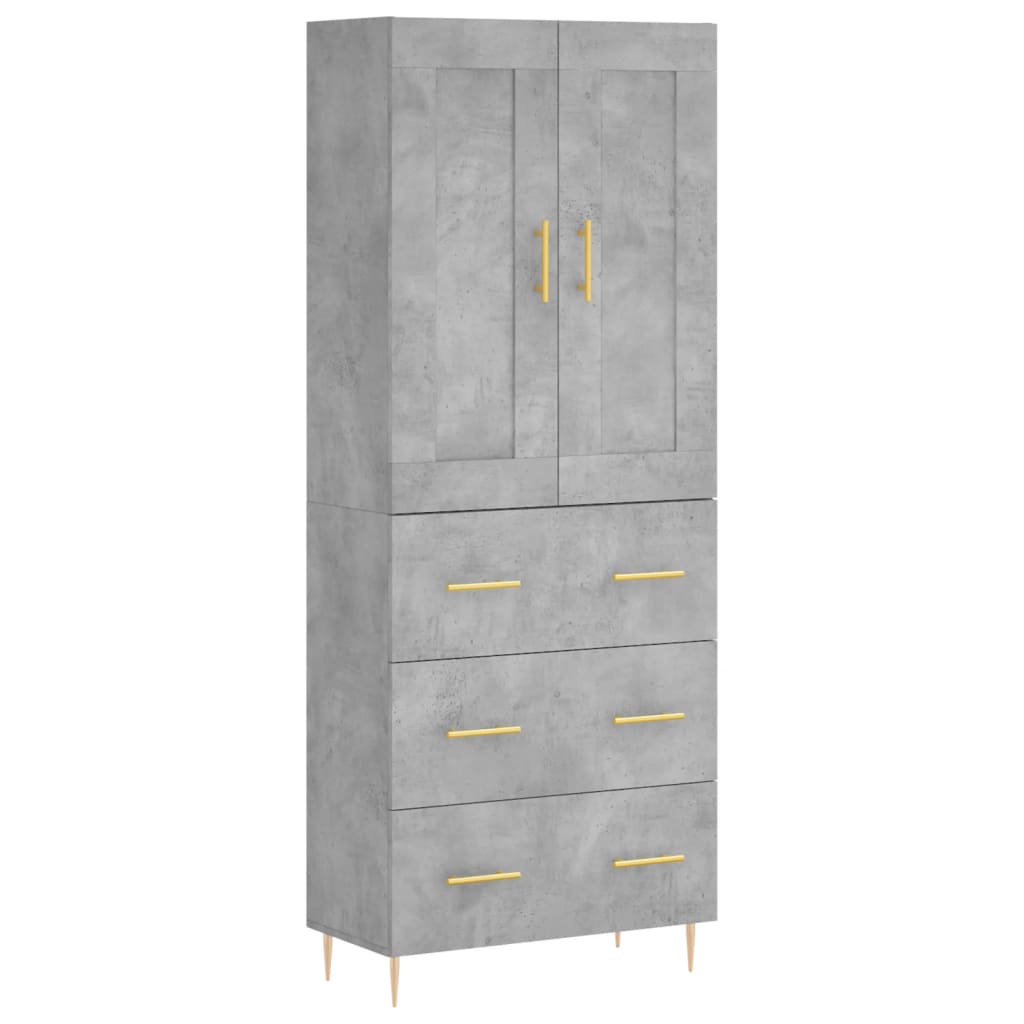 Hoge Kast 69,5X34X180 Cm Bewerkt Hout Betongrijs