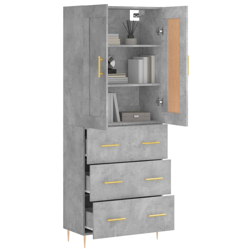 Hoge Kast 69,5X34X180 Cm Bewerkt Hout Betongrijs