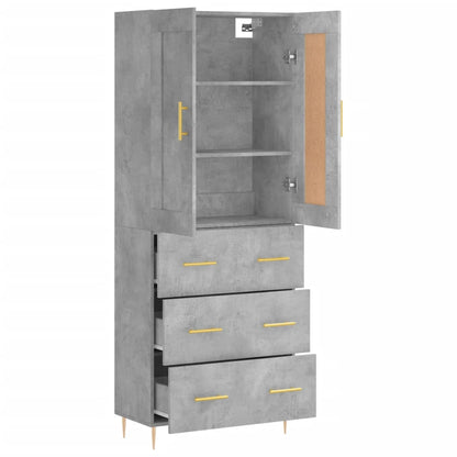 Hoge Kast 69,5X34X180 Cm Bewerkt Hout Betongrijs