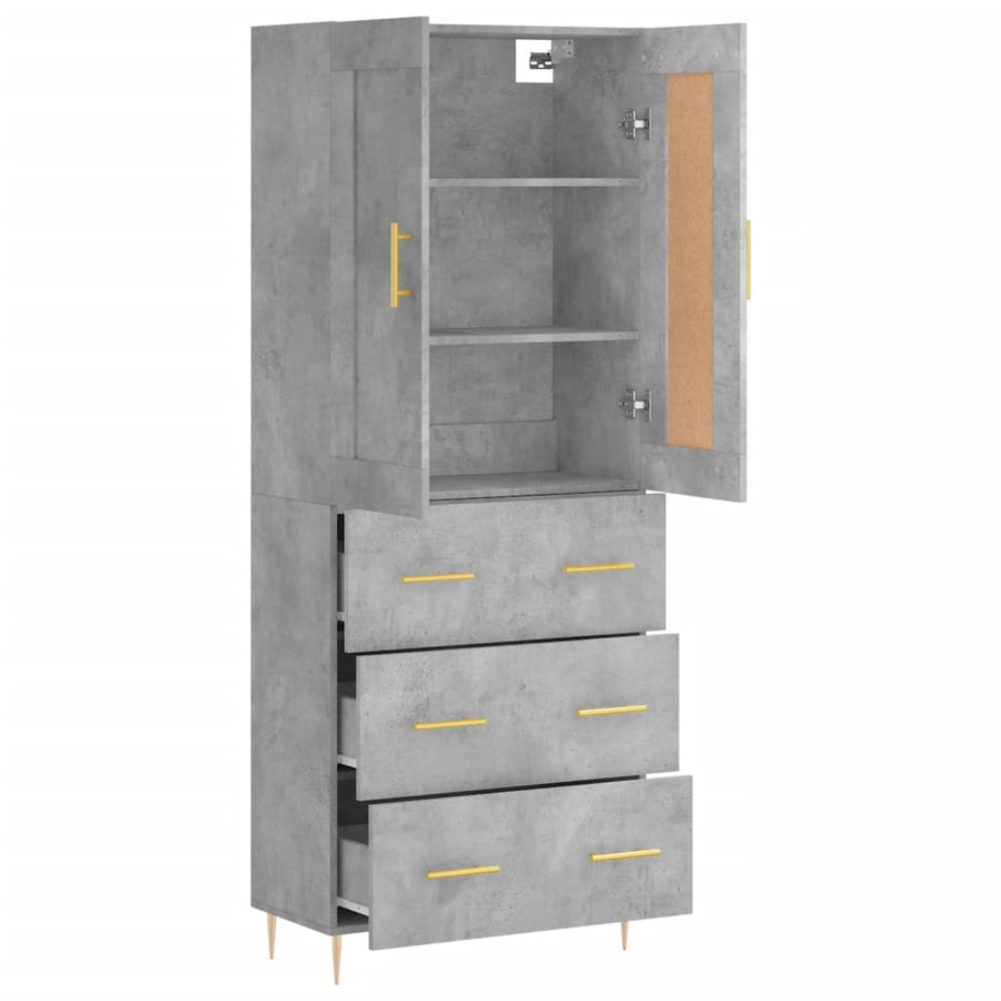 Hoge Kast 69,5X34X180 Cm Bewerkt Hout Betongrijs