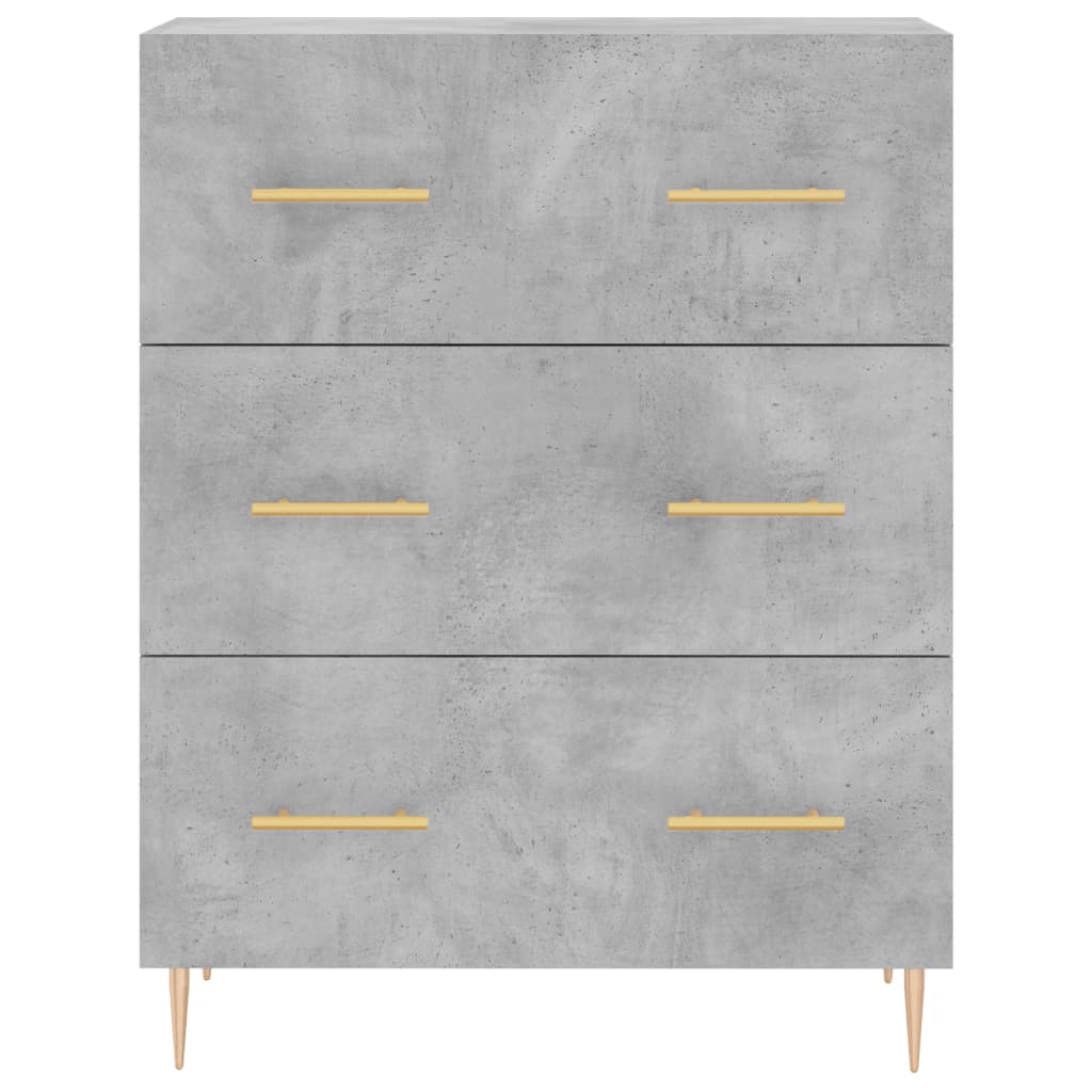 Hoge Kast 69,5X34X180 Cm Bewerkt Hout Betongrijs