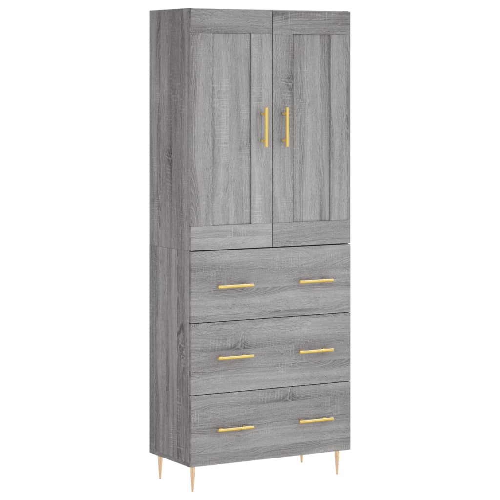 Hoge Kast 69,5X34X180 Cm Bewerkt Hout Eikenkleurig Grijs sonoma