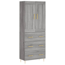 Hoge Kast 69,5X34X180 Cm Bewerkt Hout Eikenkleurig Grijs sonoma