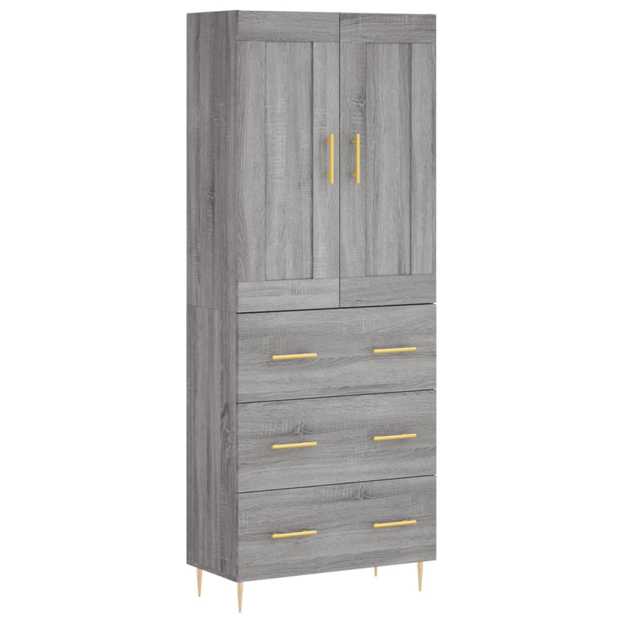 Hoge Kast 69,5X34X180 Cm Bewerkt Hout Eikenkleurig Grijs sonoma