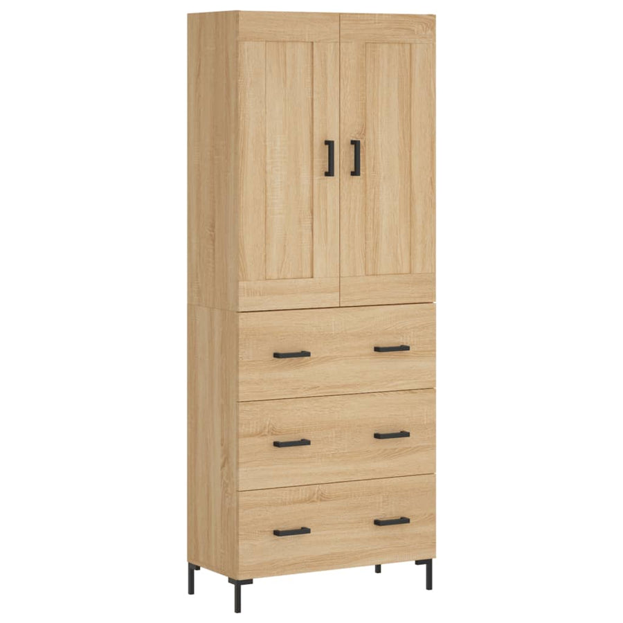 Hoge Kast 69,5X34X80 Cm Bewerkt Hout Kleurig Sonoma eiken 3 lades