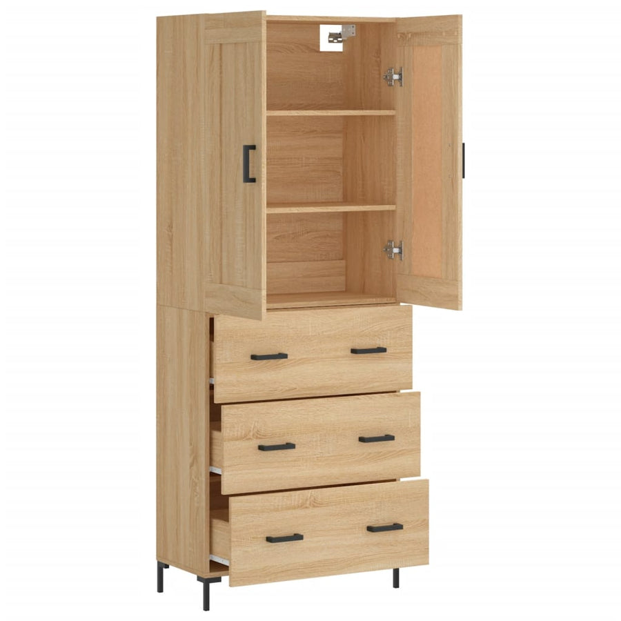 Hoge Kast 69,5X34X80 Cm Bewerkt Hout Kleurig Sonoma eiken 3 lades
