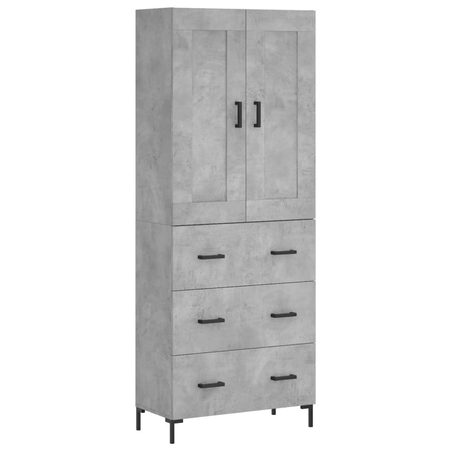 Hoge Kast 69,5X34X180 Cm Bewerkt Hout Betongrijs