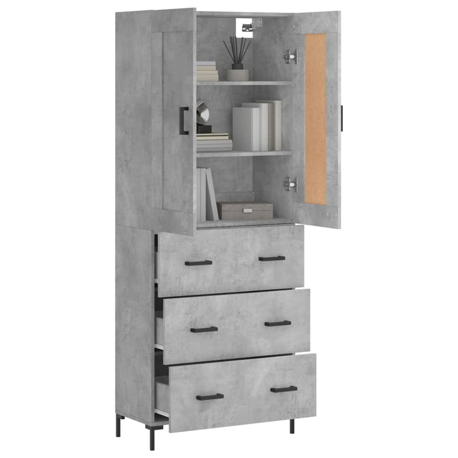 Hoge Kast 69,5X34X180 Cm Bewerkt Hout Betongrijs