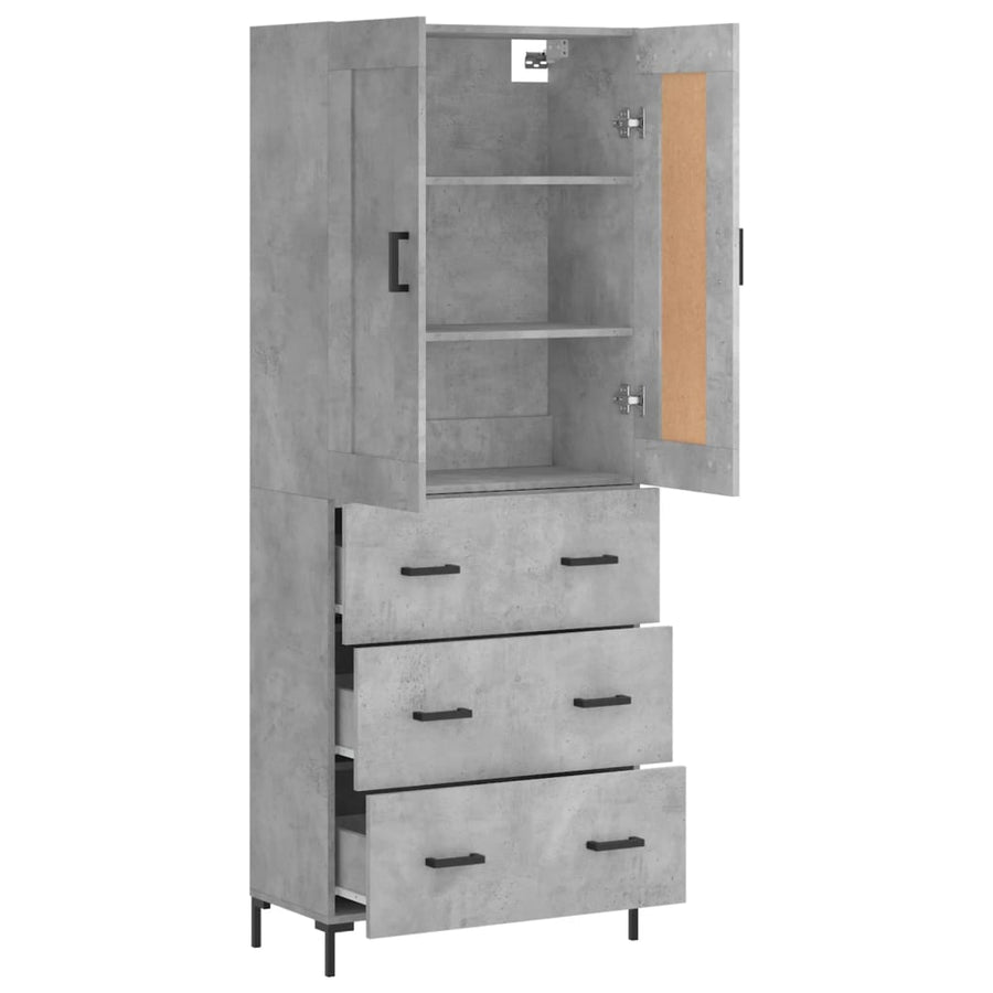 Hoge Kast 69,5X34X180 Cm Bewerkt Hout Betongrijs