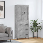 Hoge kast 69,5x34x180 cm bewerkt hout betongrijs