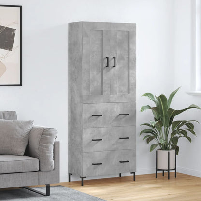 Hoge Kast 69,5X34X180 Cm Bewerkt Hout Betongrijs