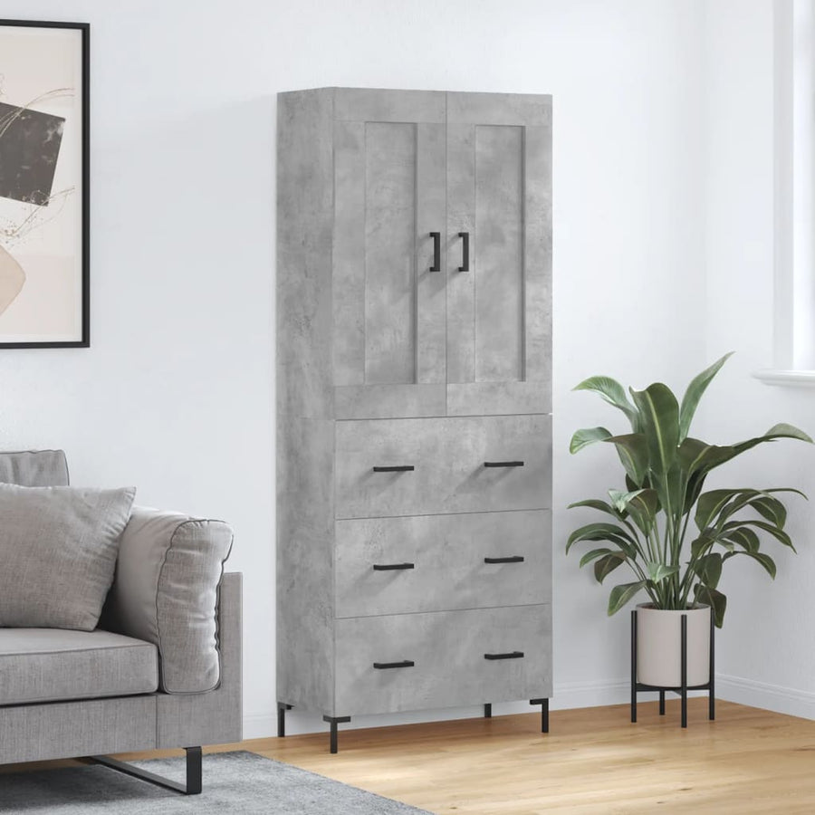 Hoge Kast 69,5X34X180 Cm Bewerkt Hout Betongrijs