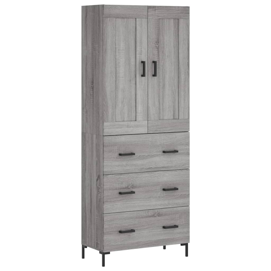 Hoge Kast 69,5X34X180 Cm Bewerkt Hout Grijs Sonoma Eikenkleurig