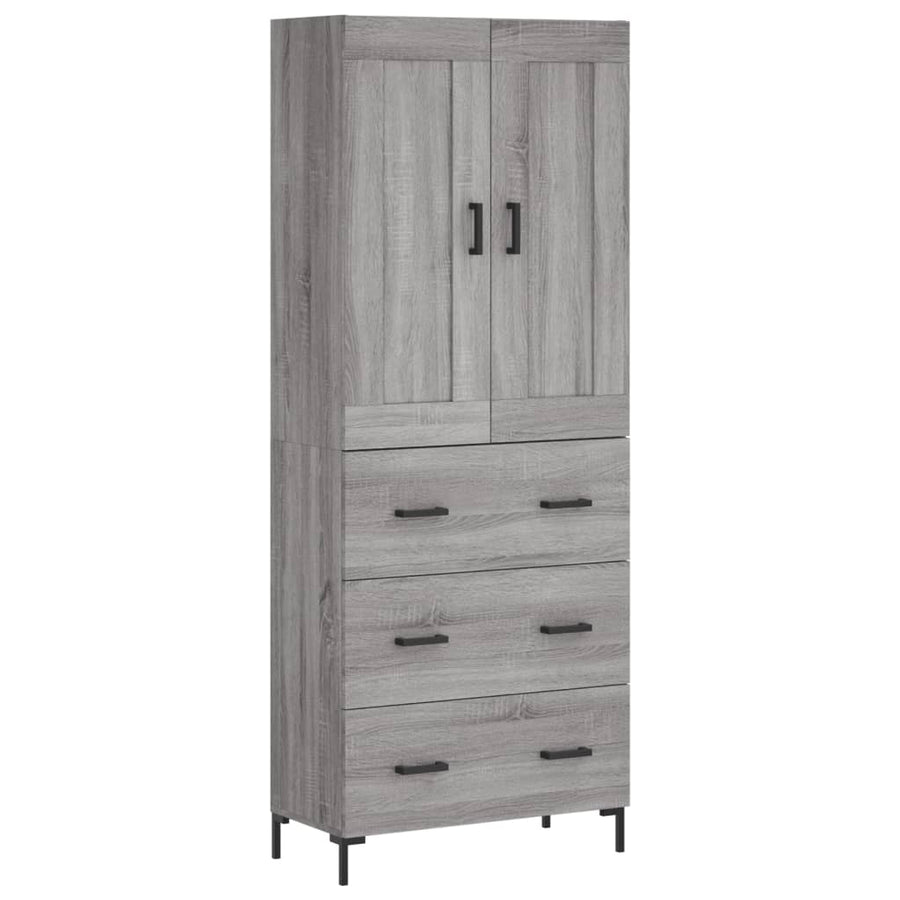 Hoge Kast 69,5X34X180 Cm Bewerkt Hout Grijs Sonoma Eikenkleurig