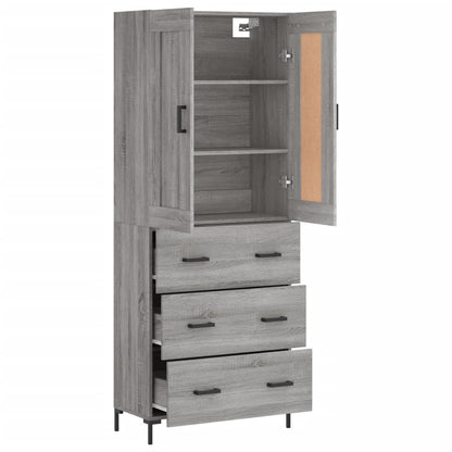 Hoge Kast 69,5X34X180 Cm Bewerkt Hout Grijs Sonoma Eikenkleurig