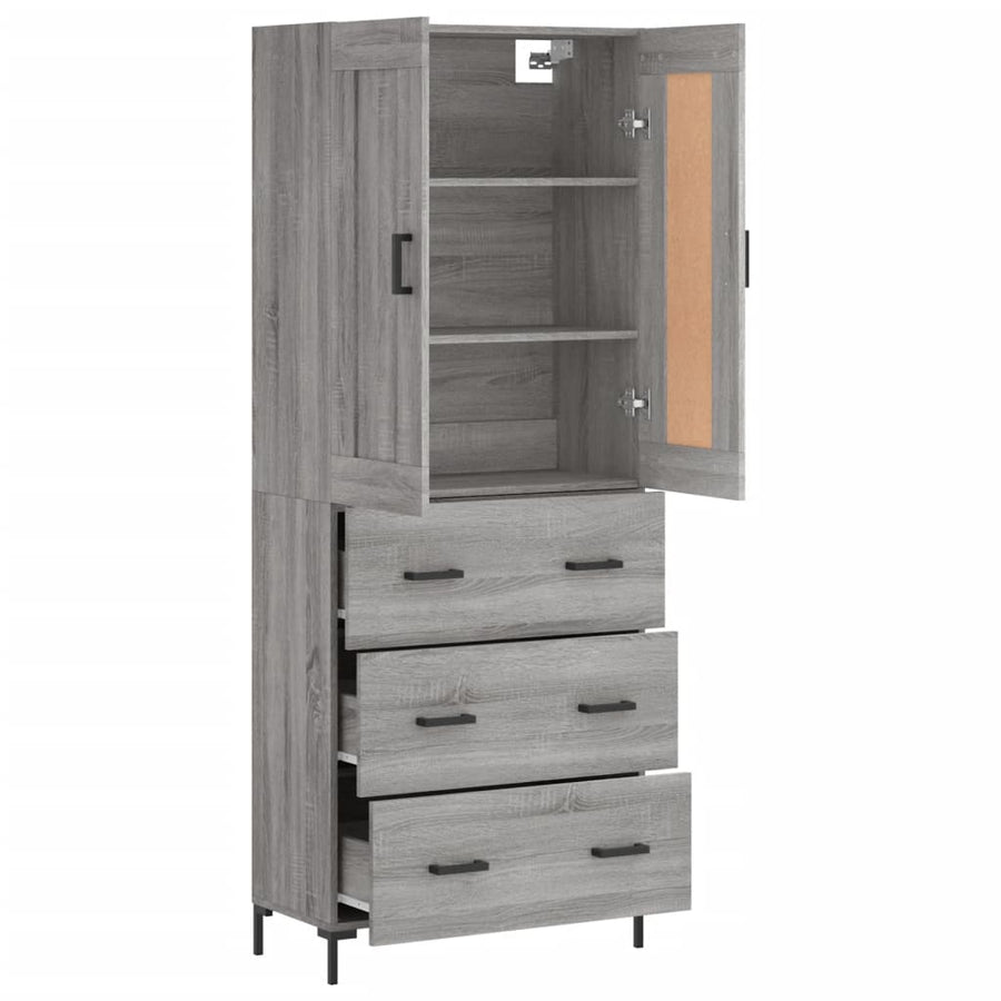 Hoge Kast 69,5X34X180 Cm Bewerkt Hout Grijs Sonoma Eikenkleurig