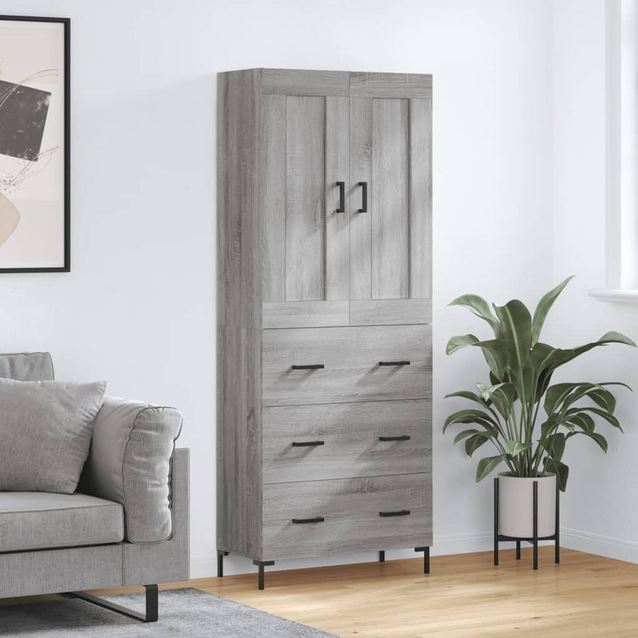 Hoge Kast 69,5X34X180 Cm Bewerkt Hout Grijs Sonoma Eikenkleurig