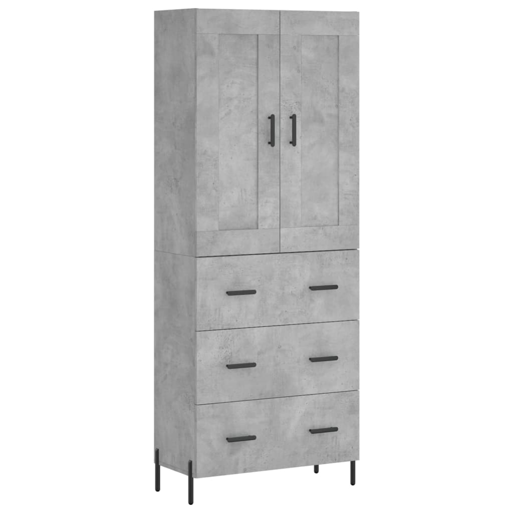Hoge Kast 69,5X34X180 Cm Bewerkt Hout Betongrijs