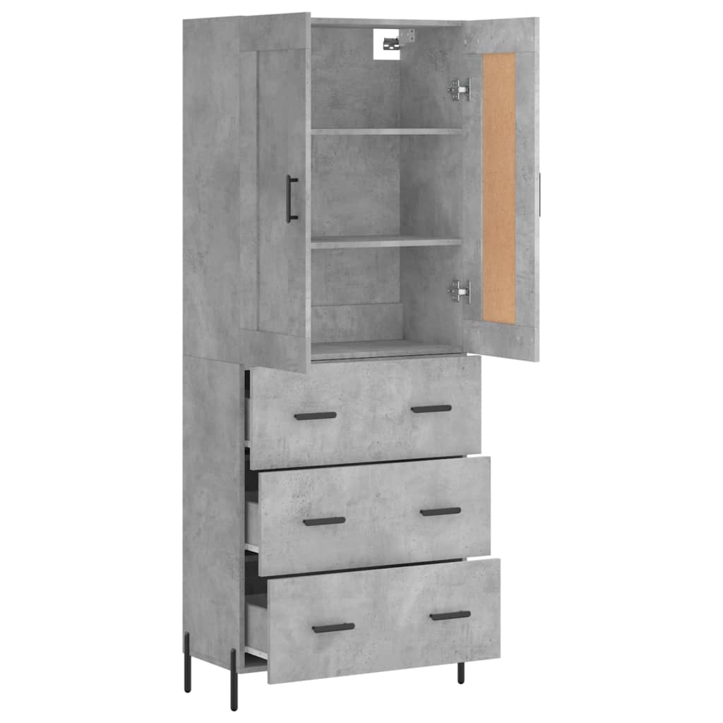 Hoge Kast 69,5X34X180 Cm Bewerkt Hout Betongrijs