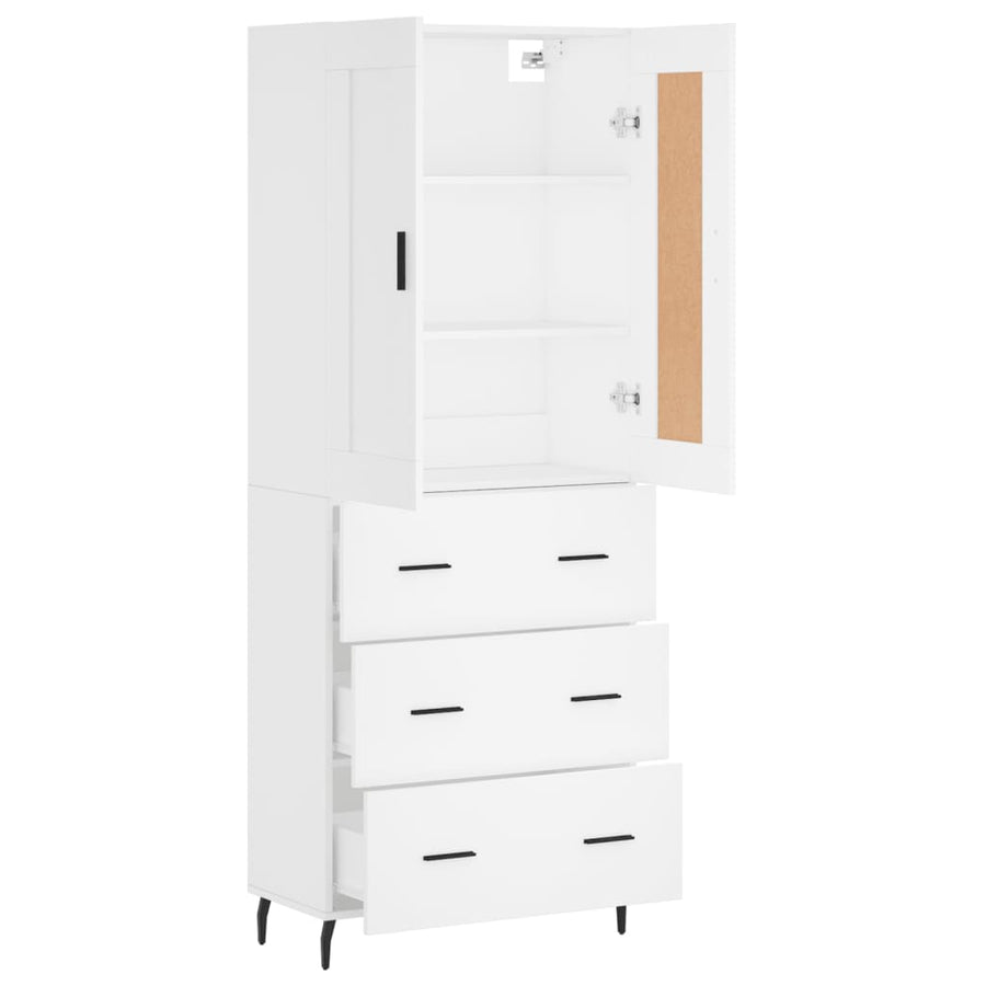 Hoge Kast 69,5X34X180 Cm Bewerkt Hout Wit