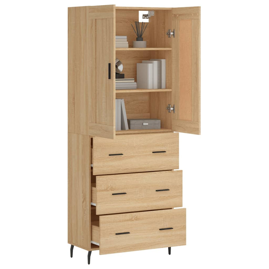 Hoge Kast 69,5X34X180 Cm Bewerkt Hout Kleurig Sonoma eiken