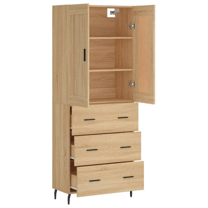 Hoge Kast 69,5X34X180 Cm Bewerkt Hout Kleurig Sonoma eiken