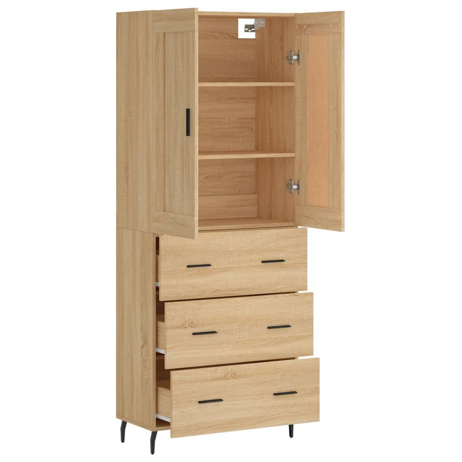 Hoge Kast 69,5X34X180 Cm Bewerkt Hout Kleurig Sonoma eiken