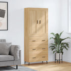 Hoge kast 69,5x34x180 cm bewerkt hout sonoma eiken